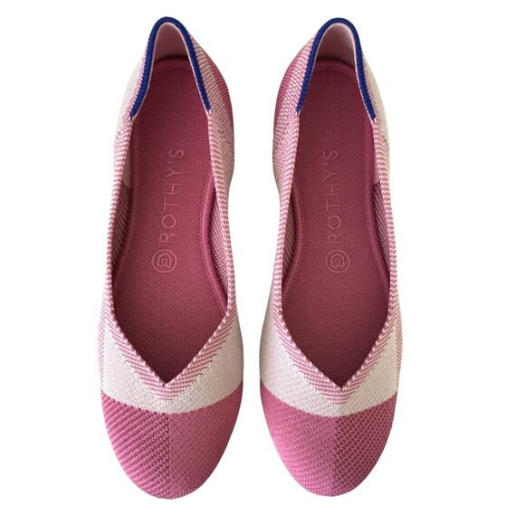 ROTHY’S Limited Edition Pink Cap Toe Breast Cancer Awareness Flats Sz 8.5 - Picture 2 of 13